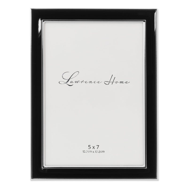 Lawrence 586057 Silver Plated 5x7 Metal with Black Enamel Picture Frame
